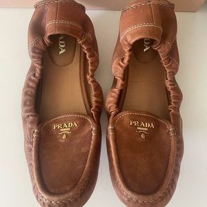 PRADA Calzature Nappa Aviator Nero Loafer Women Shoes Size 39.5